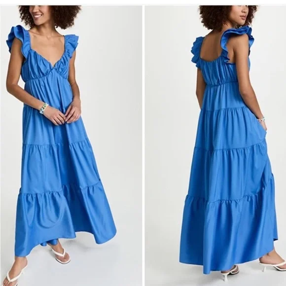 NWT English Factory pink ruffle tiered maxi dress M Vici Caprice dress - Picture 2 of 13